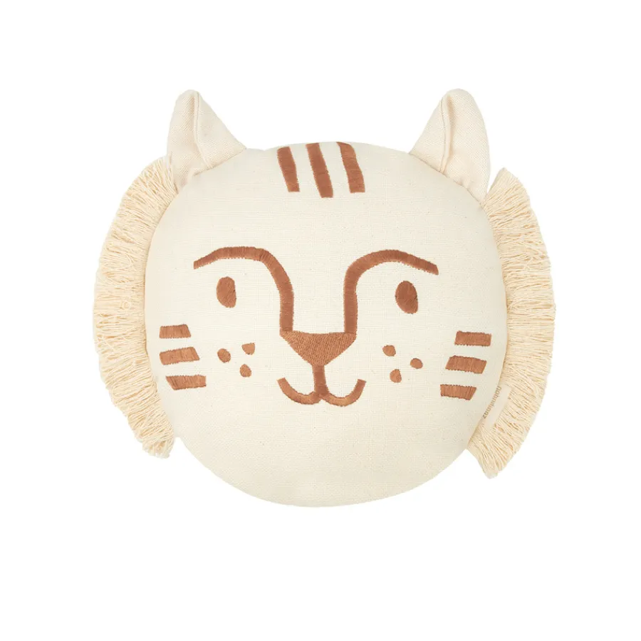 New Nobodinoz Kissen Bestickt Tiger Face Brown/ Natural
