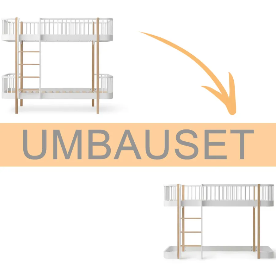Outlet Oliver Furniture Umbauset Wood Original Etagenbett zum halbhohen Hochbett 138 cm weiu00df/Eiche