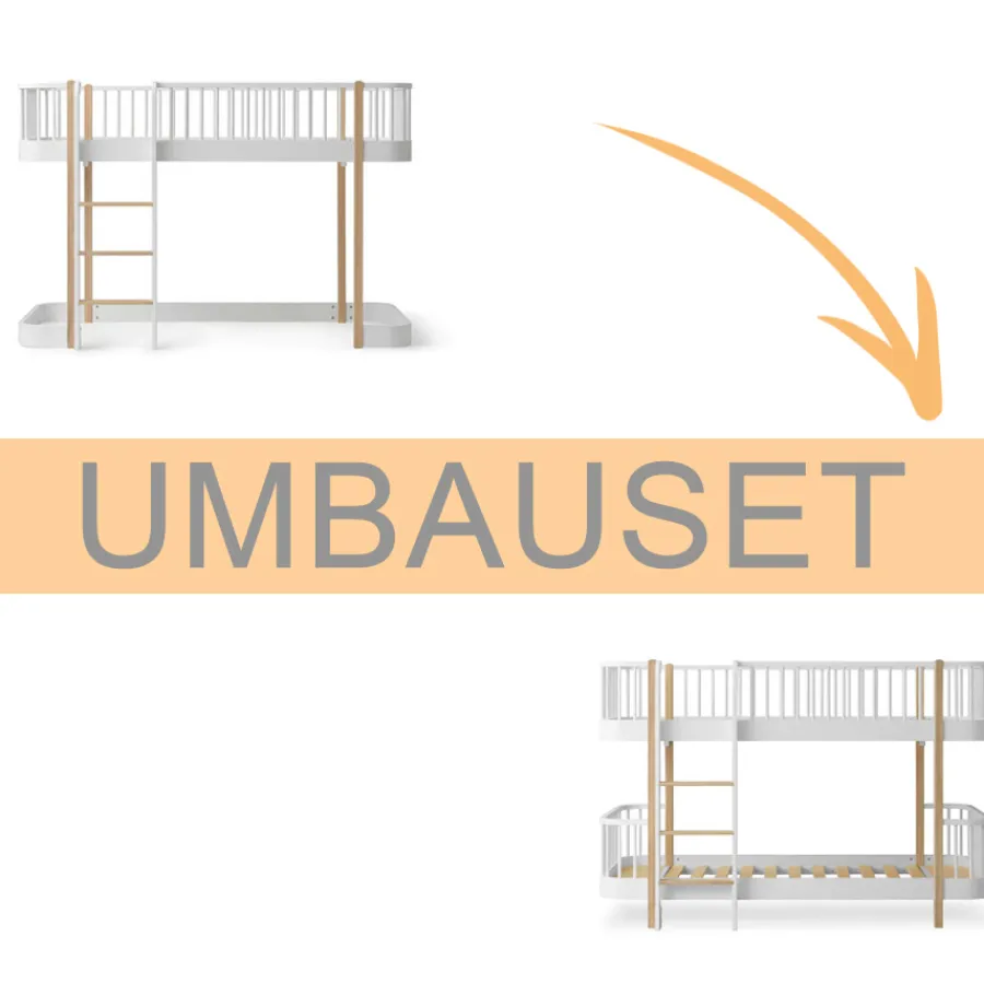 Online Oliver Furniture Umbauset Wood Original halbhohes Hochbett 138 cm zum halbhohen Etagenbett weiu00df/Eiche