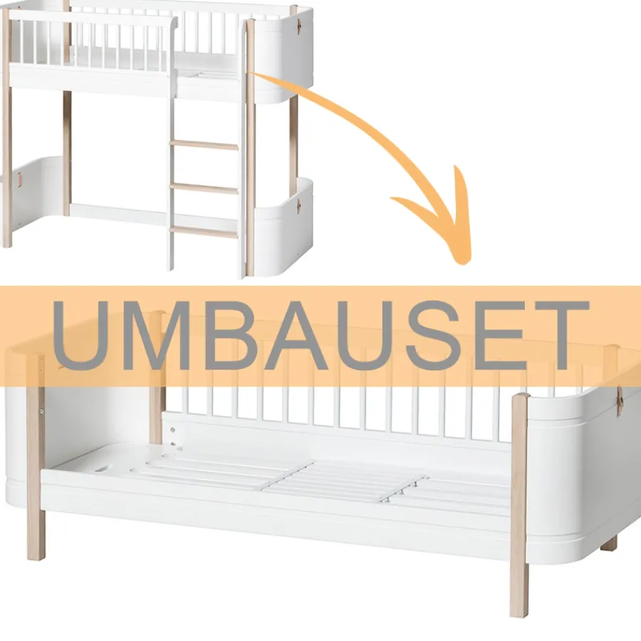 Sale Oliver Furniture Umbauset Wood Mini+ halbhohes Hochbett zum Juniorbett Weiu00df/Eiche