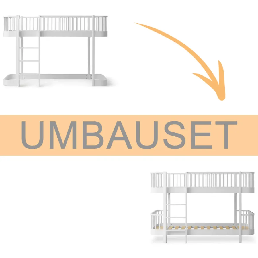 Outlet Oliver Furniture Umbauset Wood Original halbhohes Hochbett 138 cm zum halbhohen Etagenbett weiu00df