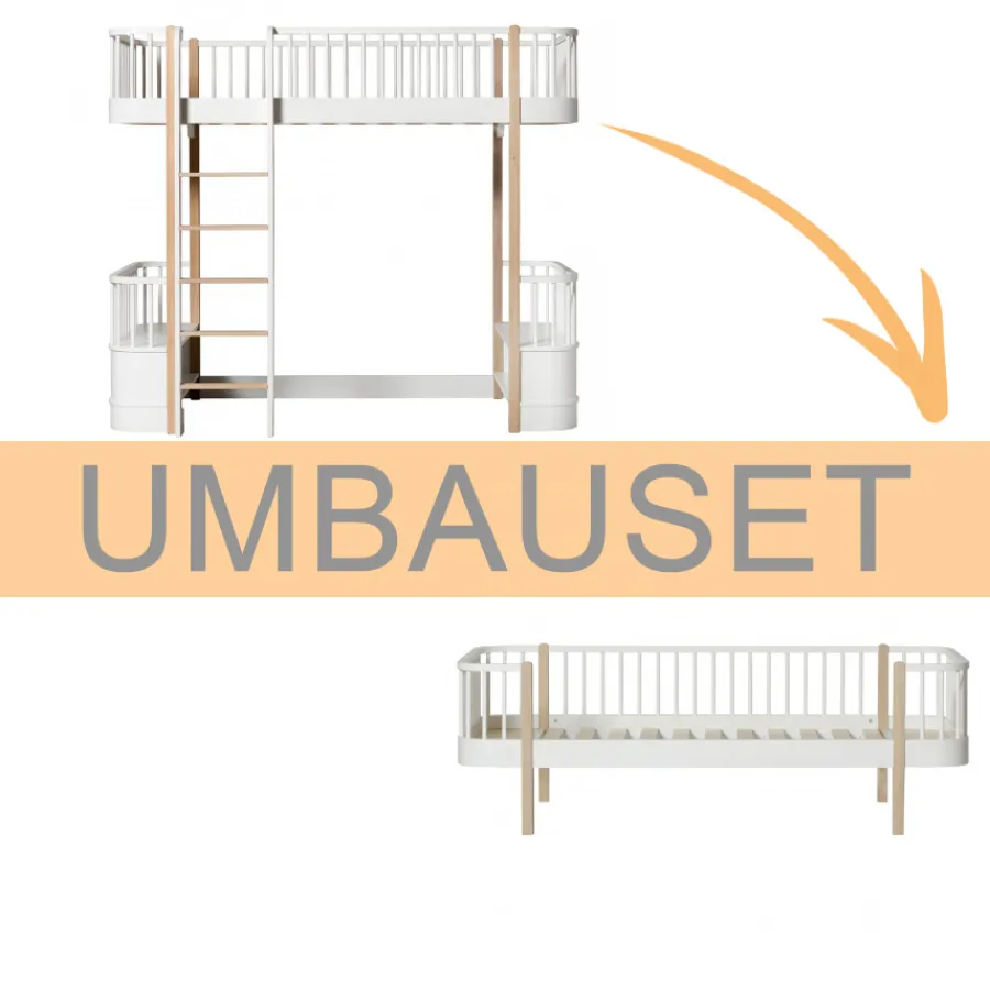 Best Oliver Furniture Umbauset Wood Original Hochbett zum Bettsofa Weiu00df/Eiche